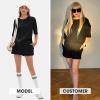 imageEXLURA Womens Summer Two Piece Sets Lounge Tracksuit Outfits Sweatsuit Casual Short Sleeve Tops and Shorts with Pockets 2025Black