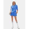 imageEXLURA Womens Summer Two Piece Sets Lounge Tracksuit Outfits Sweatsuit Casual Short Sleeve Tops and Shorts with Pockets 2025Blue