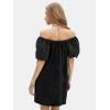 imageEXLURA Womens Summer Denim Short Puff Sleeve Dresses Knit Loose Plus Size Short Mini Dress 2025 Trendy OutfitBlack