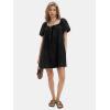 imageEXLURA Womens Summer Denim Short Puff Sleeve Dresses Knit Loose Plus Size Short Mini Dress 2025 Trendy OutfitBlack