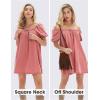 imageEXLURA Womens Summer Denim Short Puff Sleeve Dresses Knit Loose Plus Size Short Mini Dress 2025 Trendy OutfitDate Red