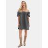 imageEXLURA Womens Summer Denim Short Puff Sleeve Dresses Knit Loose Plus Size Short Mini Dress 2025 Trendy OutfitGrey