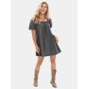 imageEXLURA Womens Summer Denim Short Puff Sleeve Dresses Knit Loose Plus Size Short Mini Dress 2025 Trendy OutfitGrey