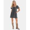 imageEXLURA Womens Summer Denim Short Puff Sleeve Dresses Knit Loose Plus Size Short Mini Dress 2025 Trendy OutfitGrey
