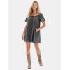 imageEXLURA Womens Summer Denim Short Puff Sleeve Dresses Knit Loose Plus Size Short Mini Dress 2025 Trendy OutfitGrey