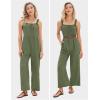 imageEXLURA Womens Summer Casual Dressy Jumpsuits Loose Overalls One Piece Sleeveless Wide Leg Pant Rompers with Pockets 2025Army Green