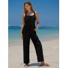 imageEXLURA Womens Summer Casual Dressy Jumpsuits Loose Overalls One Piece Sleeveless Wide Leg Pant Rompers with Pockets 2025Black