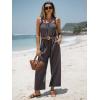 imageEXLURA Womens Summer Casual Dressy Jumpsuits Loose Overalls One Piece Sleeveless Wide Leg Pant Rompers with Pockets 2025Dark Grey