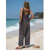 imageEXLURA Womens Summer Casual Dressy Jumpsuits Loose Overalls One Piece Sleeveless Wide Leg Pant Rompers with Pockets 2025Dark Grey