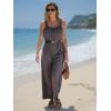 imageEXLURA Womens Summer Casual Dressy Jumpsuits Loose Overalls One Piece Sleeveless Wide Leg Pant Rompers with Pockets 2025Dark Grey