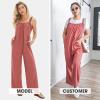 imageEXLURA Womens Summer Casual Dressy Jumpsuits Loose Overalls One Piece Sleeveless Wide Leg Pant Rompers with Pockets 2025Rust Red