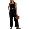 imageEXLURA Womens Summer Casual Dressy Jumpsuits Loose Overalls One Piece Sleeveless Wide Leg Pant Rompers with Pockets 2025Black