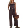 imageEXLURA Womens Summer Casual Dressy Jumpsuits Loose Overalls One Piece Sleeveless Wide Leg Pant Rompers with Pockets 2025Dark Grey