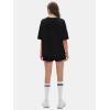 imageEXLURA Womens Casual Summer 2 Piece Sets 100 Cotton Short Sleeve Tshirt and Shorts Matching Sweatsuits Lounge Set 2025Black
