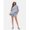 imageEXLURA Womens Casual Summer 2 Piece Sets 100 Cotton Short Sleeve Tshirt and Shorts Matching Sweatsuits Lounge Set 2025Grey