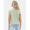 imageEXLURA Womens 2025 Summer Cap Sleeve Tops Loose Button Down Dress Shirt Casual V Neck Pleated Textured Work BlouseGrey Green