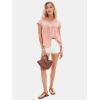 imageEXLURA Womens 2025 Summer Cap Sleeve Tops Loose Button Down Dress Shirt Casual V Neck Pleated Textured Work BlouseOrange Pink