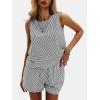 imageEXLURA Womens Summer 2 Piece Outfits Sleeveless Tank Top Matching Shorts Sets Cotton Striped Sweatsuits Vacation Beach 2025Black