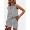 imageEXLURA Womens Summer 2 Piece Outfits Sleeveless Tank Top Matching Shorts Sets Cotton Striped Sweatsuits Vacation Beach 2025Black