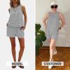 imageEXLURA Womens Summer 2 Piece Outfits Sleeveless Tank Top Matching Shorts Sets Cotton Striped Sweatsuits Vacation Beach 2025Black