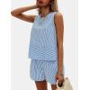 imageEXLURA Womens Summer 2 Piece Outfits Sleeveless Tank Top Matching Shorts Sets Cotton Striped Sweatsuits Vacation Beach 2025Blue