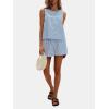 imageEXLURA Womens Summer 2 Piece Outfits Sleeveless Tank Top Matching Shorts Sets Cotton Striped Sweatsuits Vacation Beach 2025Blue