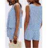 imageEXLURA Womens Summer 2 Piece Outfits Sleeveless Tank Top Matching Shorts Sets Cotton Striped Sweatsuits Vacation Beach 2025Blue
