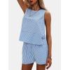 imageEXLURA Womens Summer 2 Piece Outfits Sleeveless Tank Top Matching Shorts Sets Cotton Striped Sweatsuits Vacation Beach 2025Blue