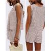 imageEXLURA Womens Summer 2 Piece Outfits Sleeveless Tank Top Matching Shorts Sets Cotton Striped Sweatsuits Vacation Beach 2025Coffee White