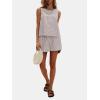 imageEXLURA Womens Summer 2 Piece Outfits Sleeveless Tank Top Matching Shorts Sets Cotton Striped Sweatsuits Vacation Beach 2025Coffee White