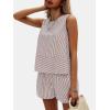 imageEXLURA Womens Summer 2 Piece Outfits Sleeveless Tank Top Matching Shorts Sets Cotton Striped Sweatsuits Vacation Beach 2025Coffee White