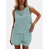 imageEXLURA Womens Summer 2 Piece Outfits Sleeveless Tank Top Matching Shorts Sets Cotton Striped Sweatsuits Vacation Beach 2025Green