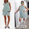 imageEXLURA Womens Summer 2 Piece Outfits Sleeveless Tank Top Matching Shorts Sets Cotton Striped Sweatsuits Vacation Beach 2025Green