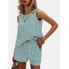 imageEXLURA Womens Summer 2 Piece Outfits Sleeveless Tank Top Matching Shorts Sets Cotton Striped Sweatsuits Vacation Beach 2025Green