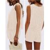 imageEXLURA Womens Summer 2 Piece Outfits Sleeveless Tank Top Matching Shorts Sets Cotton Striped Sweatsuits Vacation Beach 2025Light Khaki