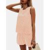 imageEXLURA Womens Summer 2 Piece Outfits Sleeveless Tank Top Matching Shorts Sets Cotton Striped Sweatsuits Vacation Beach 2025Orange