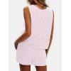 imageEXLURA Womens Summer 2 Piece Outfits Sleeveless Tank Top Matching Shorts Sets Cotton Striped Sweatsuits Vacation Beach 2025Pink
