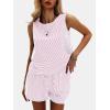 imageEXLURA Womens Summer 2 Piece Outfits Sleeveless Tank Top Matching Shorts Sets Cotton Striped Sweatsuits Vacation Beach 2025Pink