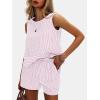 imageEXLURA Womens Summer 2 Piece Outfits Sleeveless Tank Top Matching Shorts Sets Cotton Striped Sweatsuits Vacation Beach 2025Pink