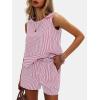 imageEXLURA Womens Summer 2 Piece Outfits Sleeveless Tank Top Matching Shorts Sets Cotton Striped Sweatsuits Vacation Beach 2025Red