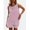imageEXLURA Womens Summer 2 Piece Outfits Sleeveless Tank Top Matching Shorts Sets Cotton Striped Sweatsuits Vacation Beach 2025Red
