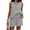 imageEXLURA Womens Summer 2 Piece Outfits Sleeveless Tank Top Matching Shorts Sets Cotton Striped Sweatsuits Vacation Beach 2025Black