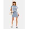 imageEXLURA Womens Casual Summer 2 Piece Short Skirt Sets Short Sleeve Tshirt And Tennis Skort Dressy Cotton Matching SweatsuitsBlue