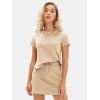 imageEXLURA Womens Casual Summer 2 Piece Short Skirt Sets Short Sleeve Tshirt And Tennis Skort Dressy Cotton Matching SweatsuitsKhaki
