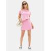 imageEXLURA Womens Casual Summer 2 Piece Short Skirt Sets Short Sleeve Tshirt And Tennis Skort Dressy Cotton Matching SweatsuitsLight Pink