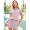 imageEXLURA Womens Casual Summer 2 Piece Short Skirt Sets Short Sleeve Tshirt And Tennis Skort Dressy Cotton Matching SweatsuitsLight Purple
