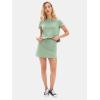 imageEXLURA Womens Casual Summer 2 Piece Short Skirt Sets Short Sleeve Tshirt And Tennis Skort Dressy Cotton Matching SweatsuitsMint Green