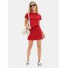 imageEXLURA Womens Casual Summer 2 Piece Short Skirt Sets Short Sleeve Tshirt And Tennis Skort Dressy Cotton Matching SweatsuitsRed