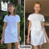 imageEXLURA Womens Casual Summer 2 Piece Short Skirt Sets Short Sleeve Tshirt And Tennis Skort Dressy Cotton Matching SweatsuitsWhite