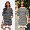 imageEXLURA Womens Summer T Shirt Dress Casual Short Sleeve Loose Striped Mini Dresses 2025 Vacation Beach Sundress PocketsBlack White